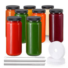 glass bottle supplier Wholesale empty round 16oz 500ml glass juice bottle with plastic screw lid